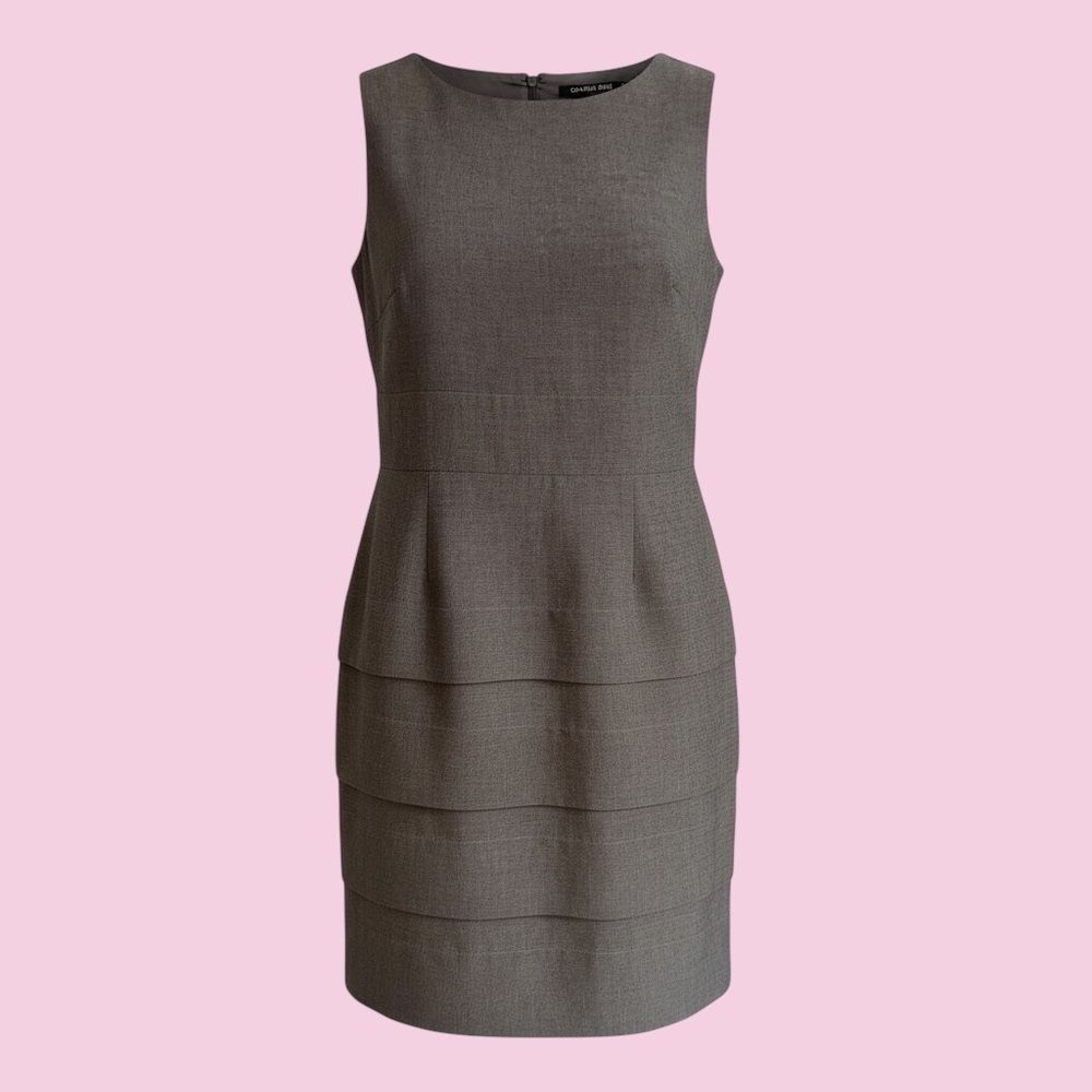 GIANNI BINI🎀New Gray Tailored Dress🎀Pleated Skirt🎀Chic Exposed Zipper🎀SZ 4🎀Gorg!